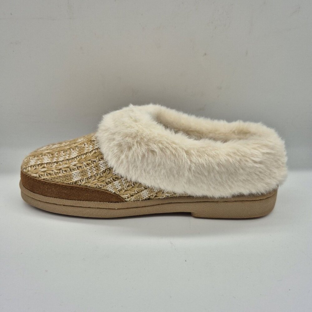 Clarks Women's slippers Size 7 M Beige Tan Knitted Faux Fur Collar Lined Clog - Picture 4 of 11